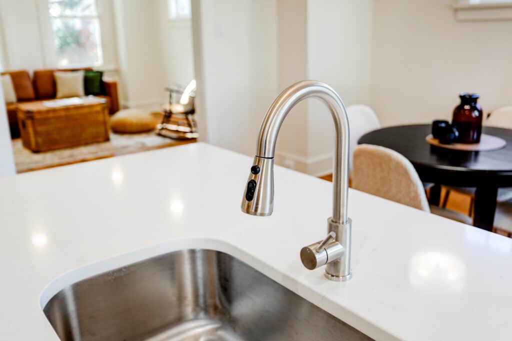 A sink of a kitchen that we redid in Lebanon